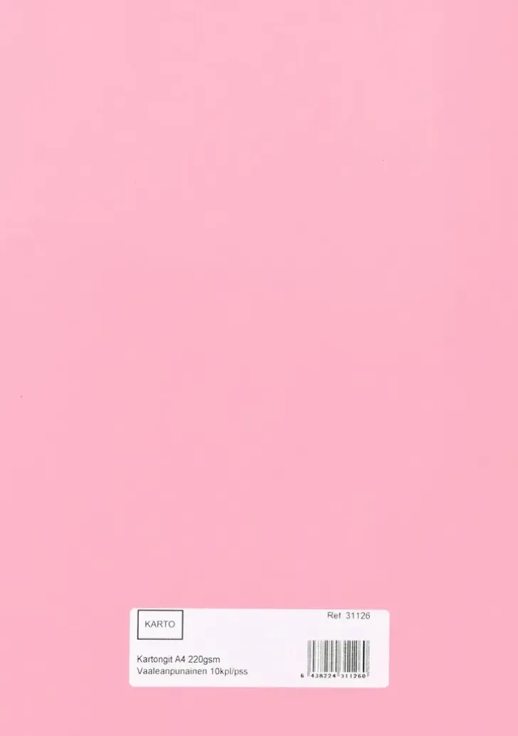 Askartelukartonki A4 220 Gsm Vaalean Punainen 10 Ark/Pss