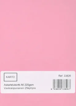Askartelukortti A6 220 Gsm Vaalean Punainen 25 Kpl/Pss