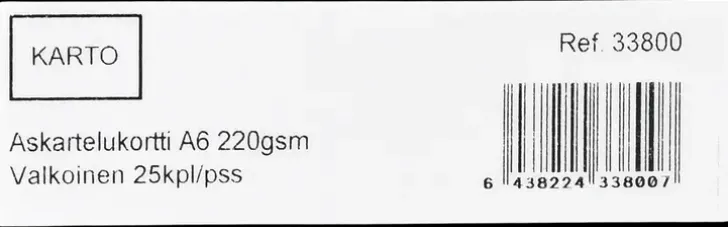 Askartelukortti A6 220 Gsm Valkoinen 25 Kpl/Pss