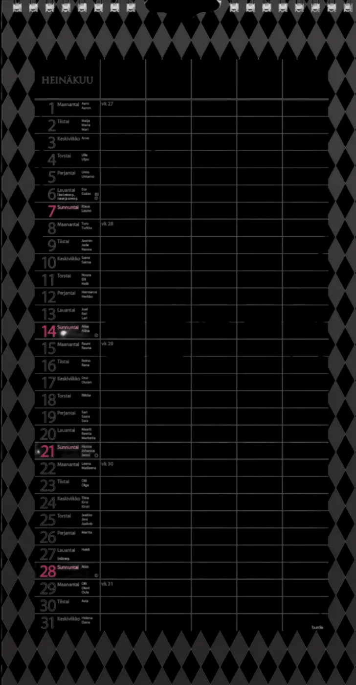 Burde Perhekalenteri 2024 Perhekalenteri Moderni Paperitaskulla