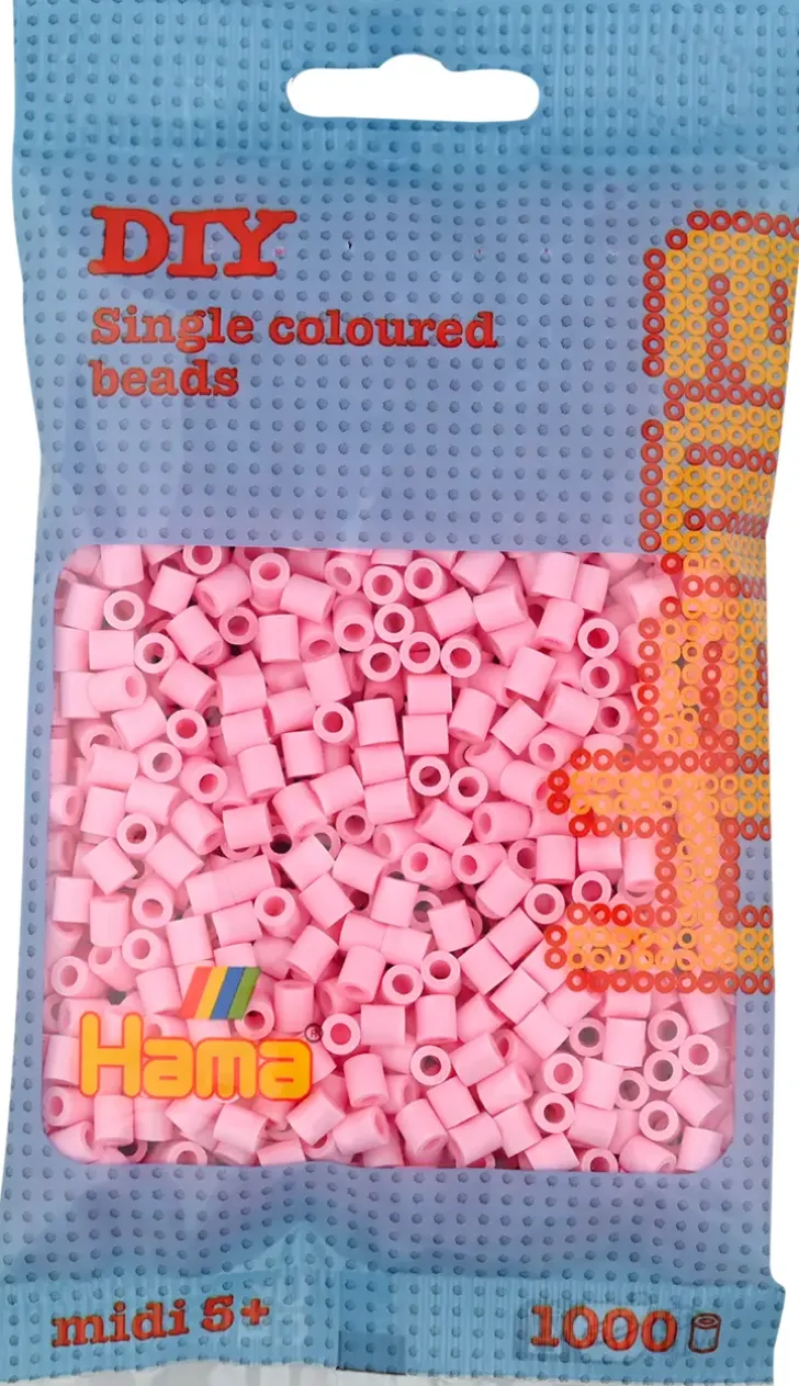 Hama Midi Silityshelmet Pussissa, 1000 Kpl, Pastelli Roosa