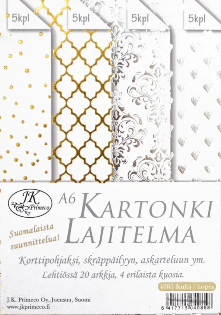 J.K. Primeco A6 Kartonkilajitelma Kulta-/Hopeafolio 20Ark