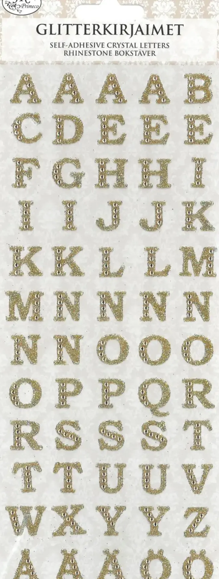 J.K. Primeco Glitterkirjaintarra Kulta