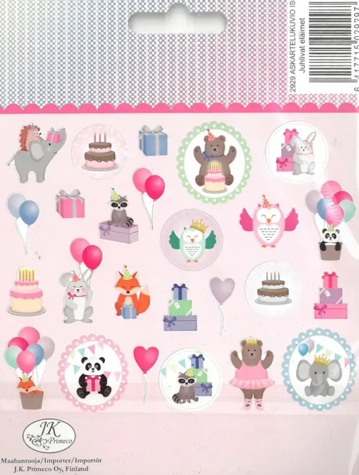 J.K. Primeco Isot Askartelukuviot Juhlivat Elaimet 25Kpl/Pkt