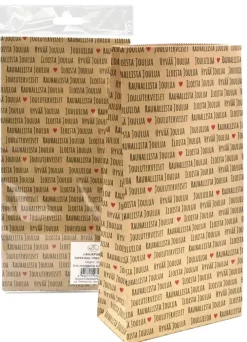 J.K. Primeco Lahjapussi Jouluteksti Ja Sydamet Natur 5 Kpl