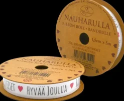 J.K. Primeco Nauharulla 1,5 Cm X 5 M Joulutoivotukset Mustavalkoinen