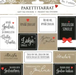 J.K. Primeco Pakettitarra Joulutoivotukset Musta-Natur 3 Ark