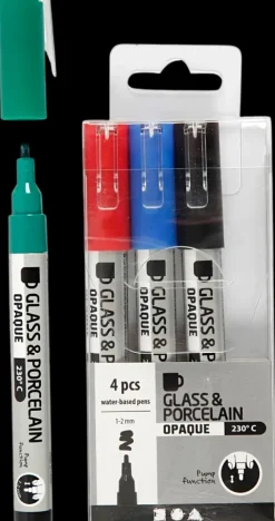 Lasi- Ja Posliinitussi, Musta, Sininen, Vihrea, Punainen, Paksuus 1-2 Mm, Lapikuultavat, 4 Kpl/ 1 Pkk