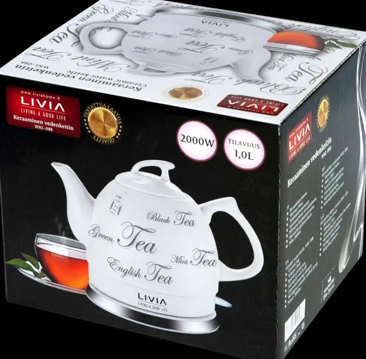Livia Keraaminen Vedenkeitin 1,0 L Valkoinen
