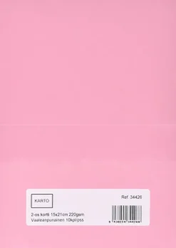 2-Os. Kortti 15X21 Cm 220 Gsm Vaalean Punainen 10 Kpl/Pss