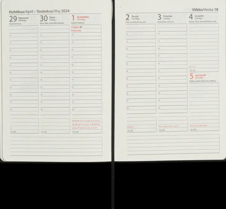 Poytakalenteri A5 Tahtikartta, Musta