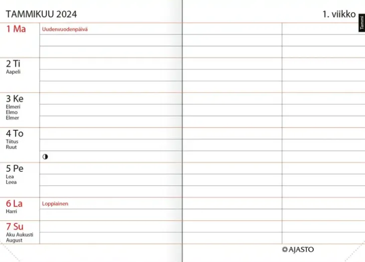 Taskukalenteri Ajastaika, Tummansininen